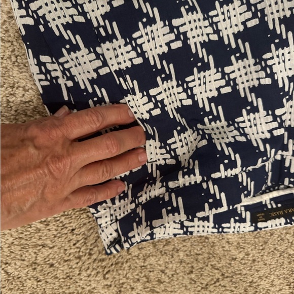 Zara Basic Navy Houndstooth Slim Ankle Pants | Y2K Preppy Workwear Trousers L - Picture 6 of 11